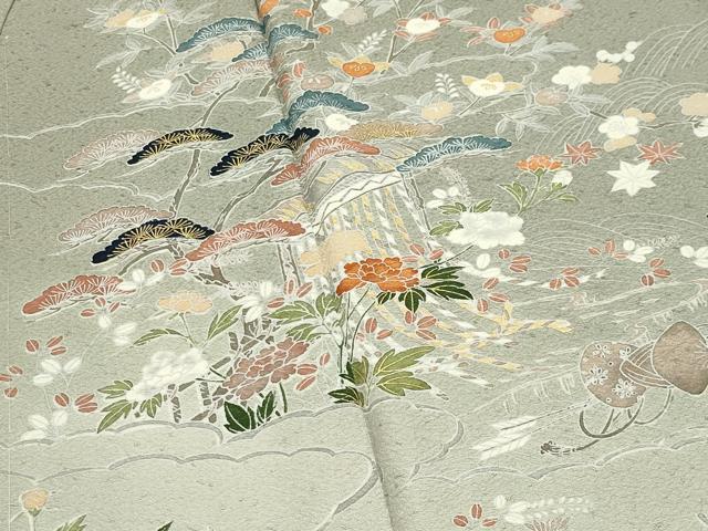 平和屋着物●訪問着　風景松竹梅文　暈し染め　金彩　正絹　逸品　未使用　CABG4637gh