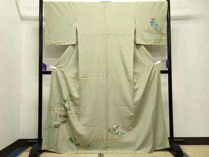 平和屋着物●訪問着　手描き　花唐草文　金彩　正絹　逸品　未使用　CABG4638gh