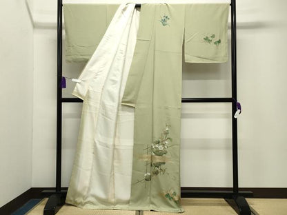 平和屋着物●訪問着　手描き　花唐草文　金彩　正絹　逸品　未使用　CABG4638gh