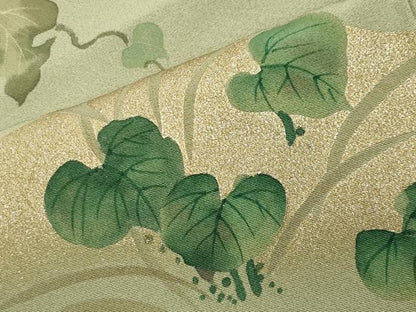平和屋着物●訪問着　手描き　花唐草文　金彩　正絹　逸品　未使用　CABG4638gh
