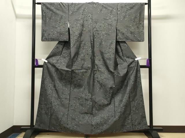 平和屋着物●本場大島紬　枝花文　正絹　逸品　CABG4643gh