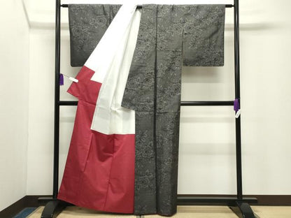 平和屋着物●本場大島紬　枝花文　正絹　逸品　CABG4643gh