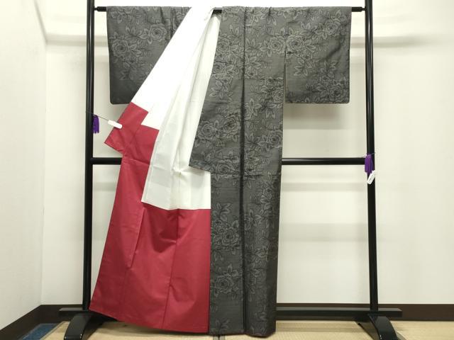 平和屋着物●本場大島紬　枝花文　正絹　逸品　CABG4643gh