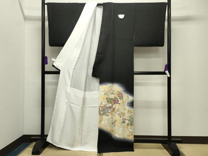 平和屋着物●豪華黒留袖　作家物　寿光織　花唐草文　暈し染め　金銀糸　京都きもの友禅扱い　正絹　逸品　未使用　CABG4644gh