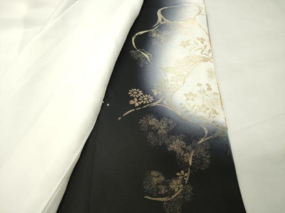 平和屋着物●豪華黒留袖　作家物　寿光織　花唐草文　暈し染め　金銀糸　京都きもの友禅扱い　正絹　逸品　未使用　CABG4644gh