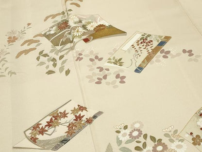平和屋着物●訪問着　駒刺繍　冊子花文　金彩　正絹　逸品　CABG4645gh