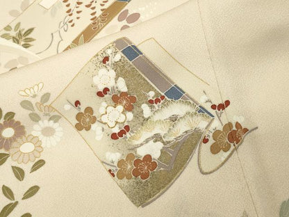 平和屋着物●訪問着　駒刺繍　冊子花文　金彩　正絹　逸品　CABG4645gh