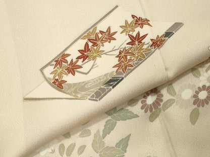 平和屋着物●訪問着　駒刺繍　冊子花文　金彩　正絹　逸品　CABG4645gh
