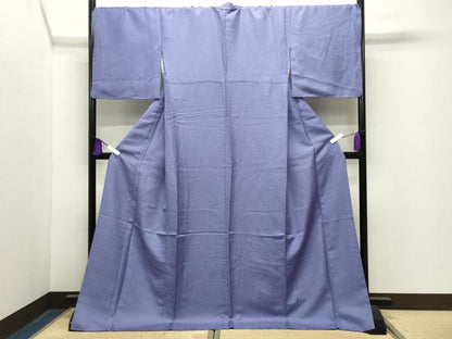 平和屋着物●上質な色無地　梅鉢地紋　藤納戸色　ロング丈　正絹　逸品　CABG4649gh