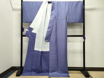 平和屋着物●上質な色無地　梅鉢地紋　藤納戸色　ロング丈　正絹　逸品　CABG4649gh
