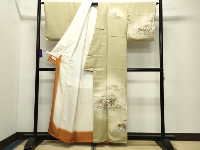 平和屋着物●訪問着　駒刺繍　屏風花文　暈し染め　金彩　やまと誂製　正絹　逸品　CABG4650gh