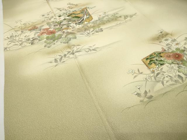 平和屋着物●訪問着　駒刺繍　屏風花文　暈し染め　金彩　やまと誂製　正絹　逸品　CABG4650gh