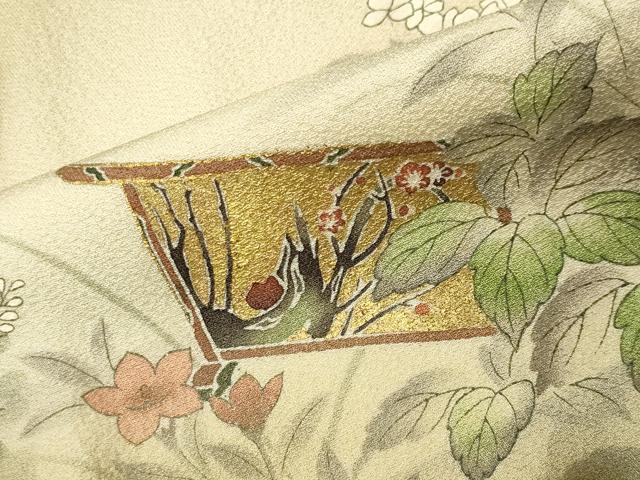 平和屋着物●訪問着　駒刺繍　屏風花文　暈し染め　金彩　やまと誂製　正絹　逸品　CABG4650gh