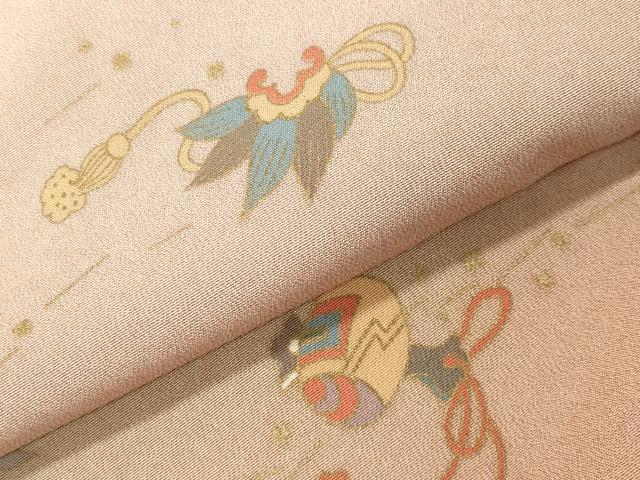 平和屋着物●訪問着　宝尽くし枝垂れ桜花蝶文　暈し染め　金彩　正絹　逸品　CABG4651gh