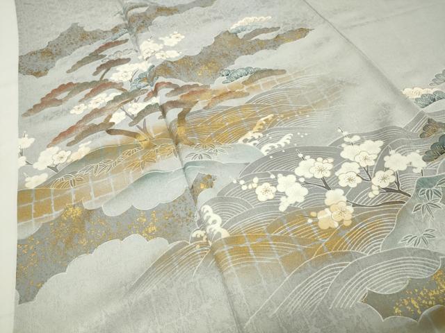 平和屋着物●訪問着　立波松竹梅文　金銀彩　正絹　逸品　CABG4652gh
