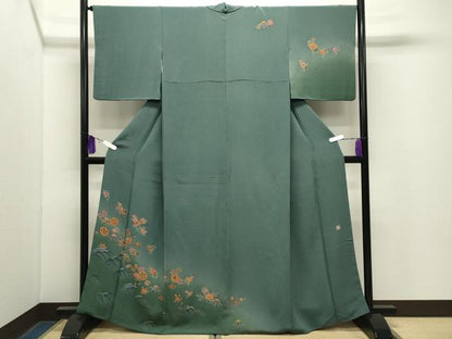 平和屋着物●訪問着　作家物　立波花文　暈し染め　鬼しぼ縮緬　正絹　逸品　CABG4654gh