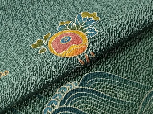 平和屋着物●訪問着　作家物　立波花文　暈し染め　鬼しぼ縮緬　正絹　逸品　CABG4654gh