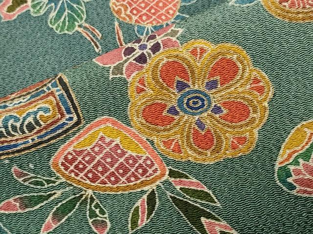 平和屋着物●訪問着　作家物　立波花文　暈し染め　鬼しぼ縮緬　正絹　逸品　CABG4654gh
