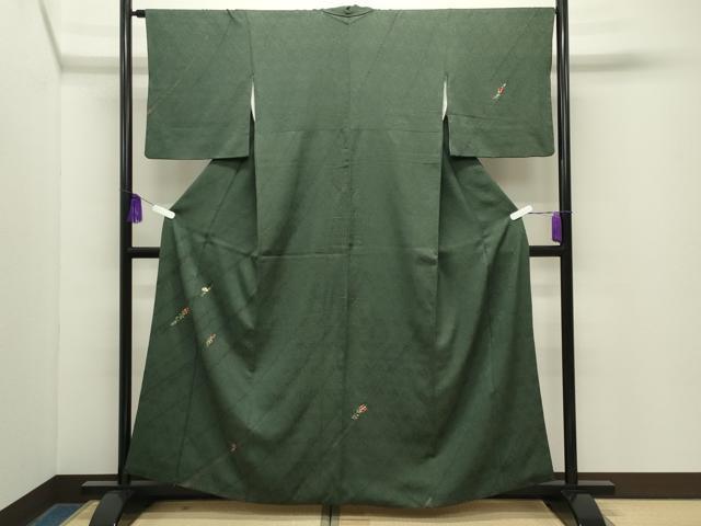 平和屋着物●訪問着　総絞り　駒刺繍　枝花文　金彩　正絹　逸品　CABG4655gh