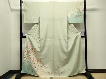 平和屋着物●訪問着　友禅　作家物　草花文　暈し染め　正絹　逸品　未使用　CABG4656gh