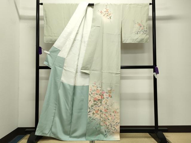 平和屋着物●訪問着　友禅　作家物　草花文　暈し染め　正絹　逸品　未使用　CABG4656gh