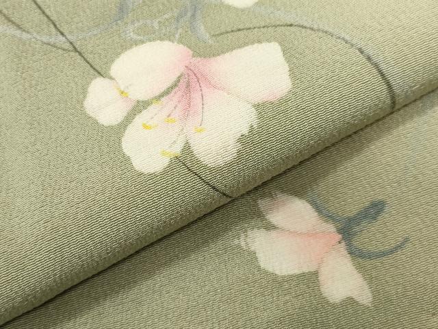 平和屋着物●上質な小紋　手描き　花唐草文　暈し染め　正絹　逸品　CABG4658gh