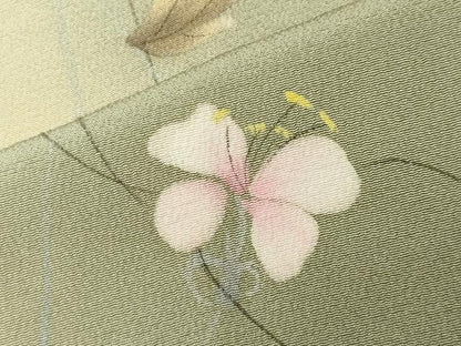 平和屋着物●上質な小紋　手描き　花唐草文　暈し染め　正絹　逸品　CABG4658gh