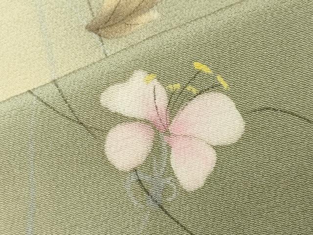 平和屋着物●上質な小紋　手描き　花唐草文　暈し染め　正絹　逸品　CABG4658gh