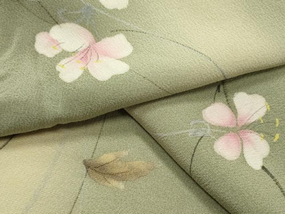 平和屋着物●上質な小紋　手描き　花唐草文　暈し染め　正絹　逸品　CABG4658gh