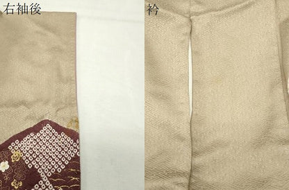 平和屋着物●訪問着　絞り　刺繍　菱花丸文　金彩　正絹　逸品　CABG4659gh