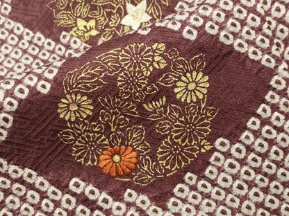 平和屋着物●訪問着　絞り　刺繍　菱花丸文　金彩　正絹　逸品　CABG4659gh