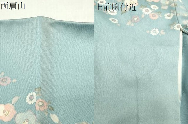 平和屋着物●訪問着　刺繍　椿花文　暈し染め　金彩　正絹　逸品　CABG4660gh