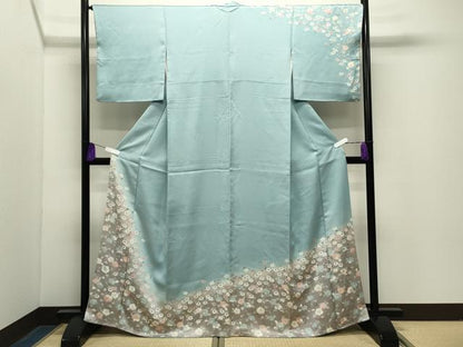 平和屋着物●訪問着　刺繍　椿花文　暈し染め　金彩　正絹　逸品　CABG4660gh