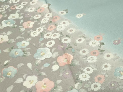 平和屋着物●訪問着　刺繍　椿花文　暈し染め　金彩　正絹　逸品　CABG4660gh