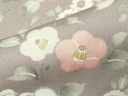 平和屋着物●訪問着　刺繍　椿花文　暈し染め　金彩　正絹　逸品　CABG4660gh