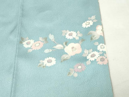 平和屋着物●訪問着　刺繍　椿花文　暈し染め　金彩　正絹　逸品　CABG4660gh