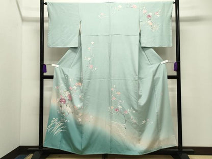平和屋着物●訪問着　友禅　作家物　枝花文　暈し染め　正絹　逸品　CABG4661gh