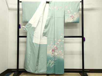 平和屋着物●訪問着　友禅　作家物　枝花文　暈し染め　正絹　逸品　CABG4661gh