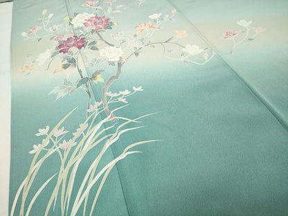 平和屋着物●訪問着　友禅　作家物　枝花文　暈し染め　正絹　逸品　CABG4661gh