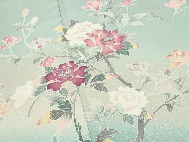 平和屋着物●訪問着　友禅　作家物　枝花文　暈し染め　正絹　逸品　CABG4661gh