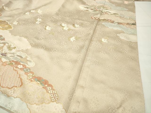 平和屋着物●訪問着　作家物　駒刺繍　雲重ね風景花文　金彩　正絹　逸品　CABG4663gh