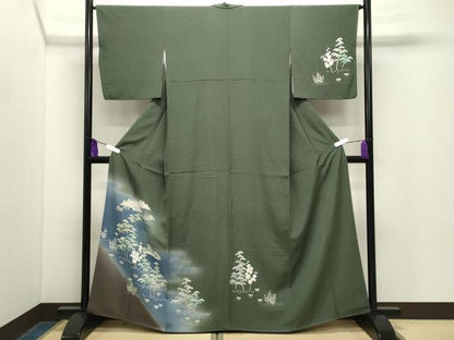 平和屋着物●訪問着　友禅　風景松竹梅文　暈し染め　正絹　逸品　未使用　CABG4664gh