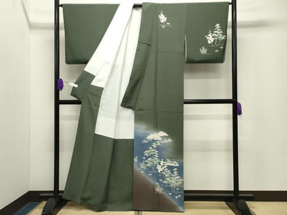 平和屋着物●訪問着　友禅　風景松竹梅文　暈し染め　正絹　逸品　未使用　CABG4664gh