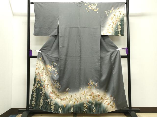 平和屋着物●訪問着　螺鈿　更紗花唐草文　暈し染め　金彩　正絹　逸品　CABG4665gh