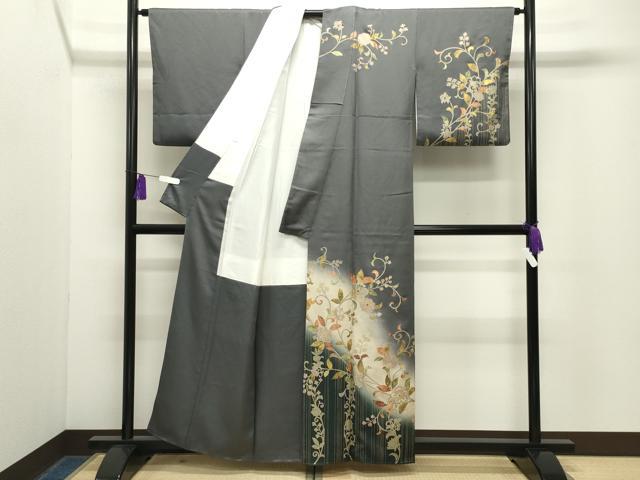 平和屋着物●訪問着　螺鈿　更紗花唐草文　暈し染め　金彩　正絹　逸品　CABG4665gh