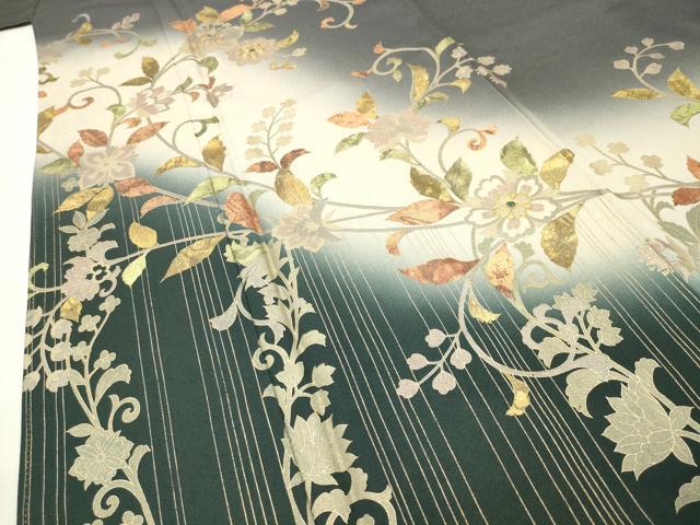 平和屋着物●訪問着　螺鈿　更紗花唐草文　暈し染め　金彩　正絹　逸品　CABG4665gh