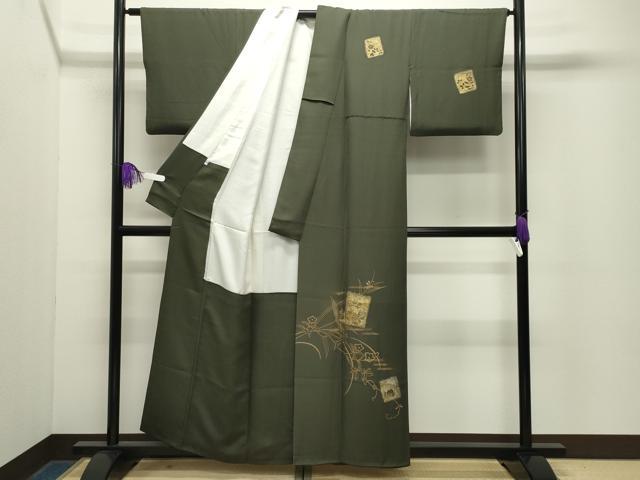 平和屋着物●訪問着　竹屋町刺繍　色紙花文　金銀彩　正絹　逸品　CABG4666gh
