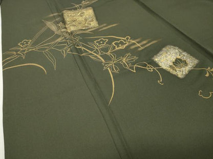 平和屋着物●訪問着　竹屋町刺繍　色紙花文　金銀彩　正絹　逸品　CABG4666gh