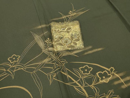 平和屋着物●訪問着　竹屋町刺繍　色紙花文　金銀彩　正絹　逸品　CABG4666gh