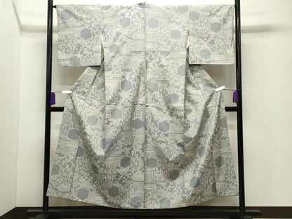 平和屋着物●本場染大島紬　型染め　亀甲花文　正絹　逸品　CABG4667gh